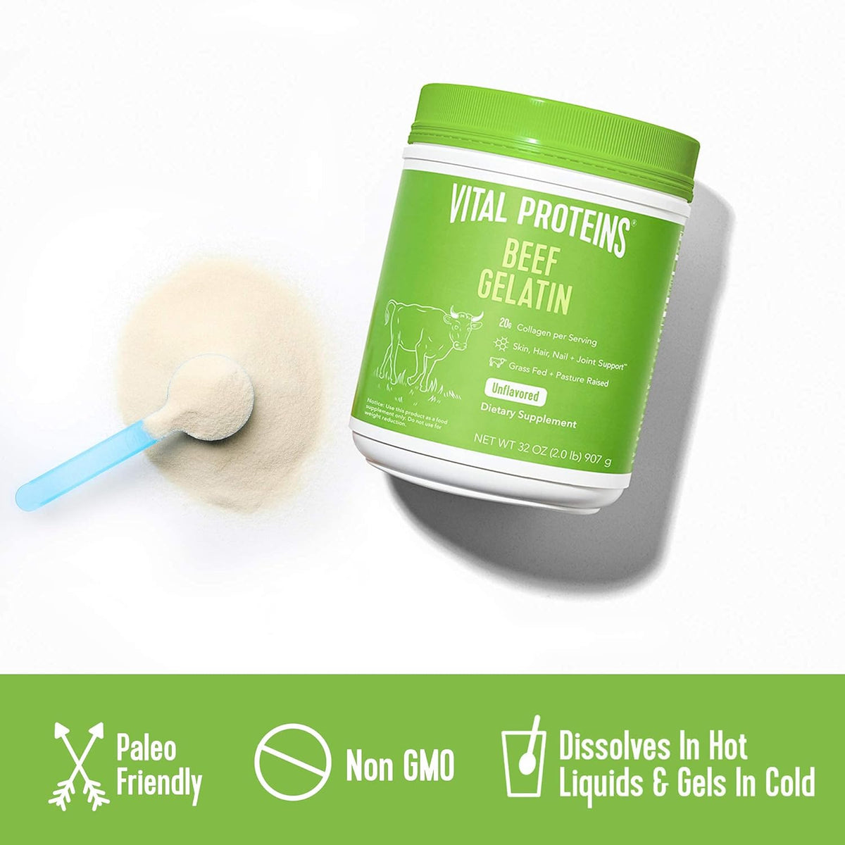 Beef Gelatin Powder, Non-GMO, Gluten & Dairy Free - 32 oz N4396