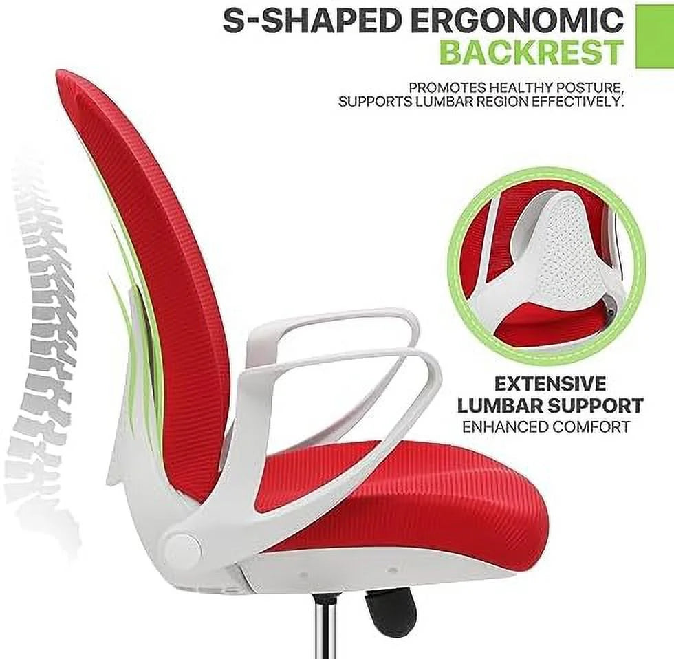 Red Mid-Back Mesh Ergonomic Office Chair L771492