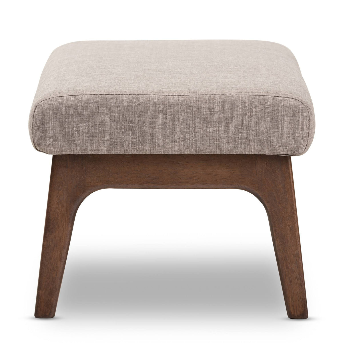 Light Grey Walnut Wood Fabric Ottoman J10522