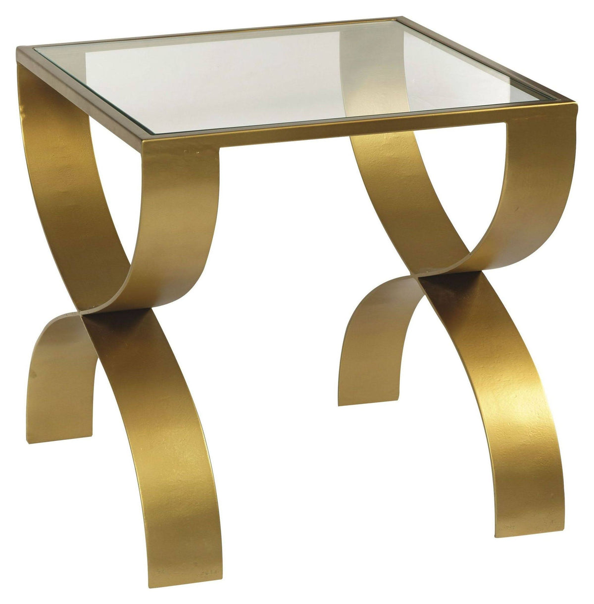 Gold Glass Top End Table X97985