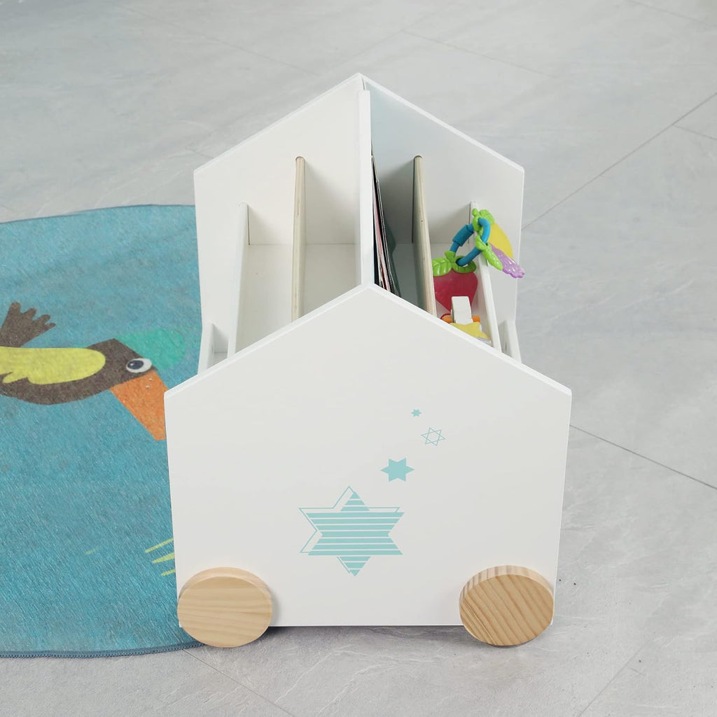 White 3-Shelf Wooden Book Rack with Storage Bins C5235