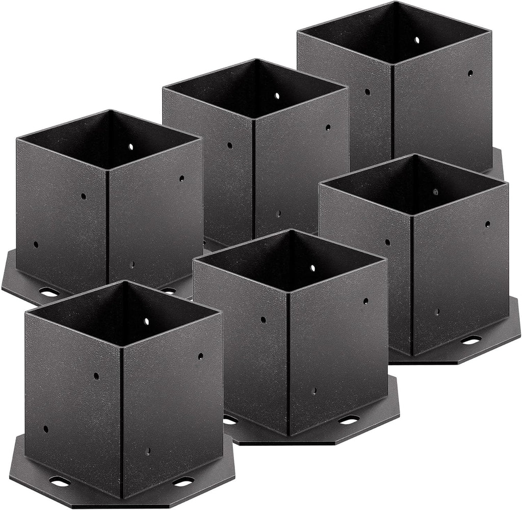 6PCS 4x4Inch Coated Metal Post Base with Expansion Bolts and Screw D348
