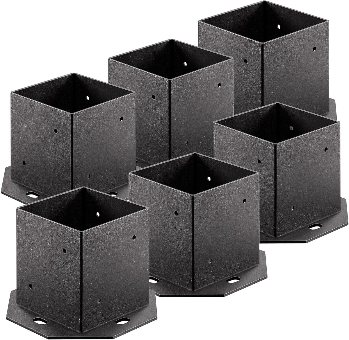 6PCS 4x4Inch Coated Metal Post Base with Expansion Bolts and Screw D348