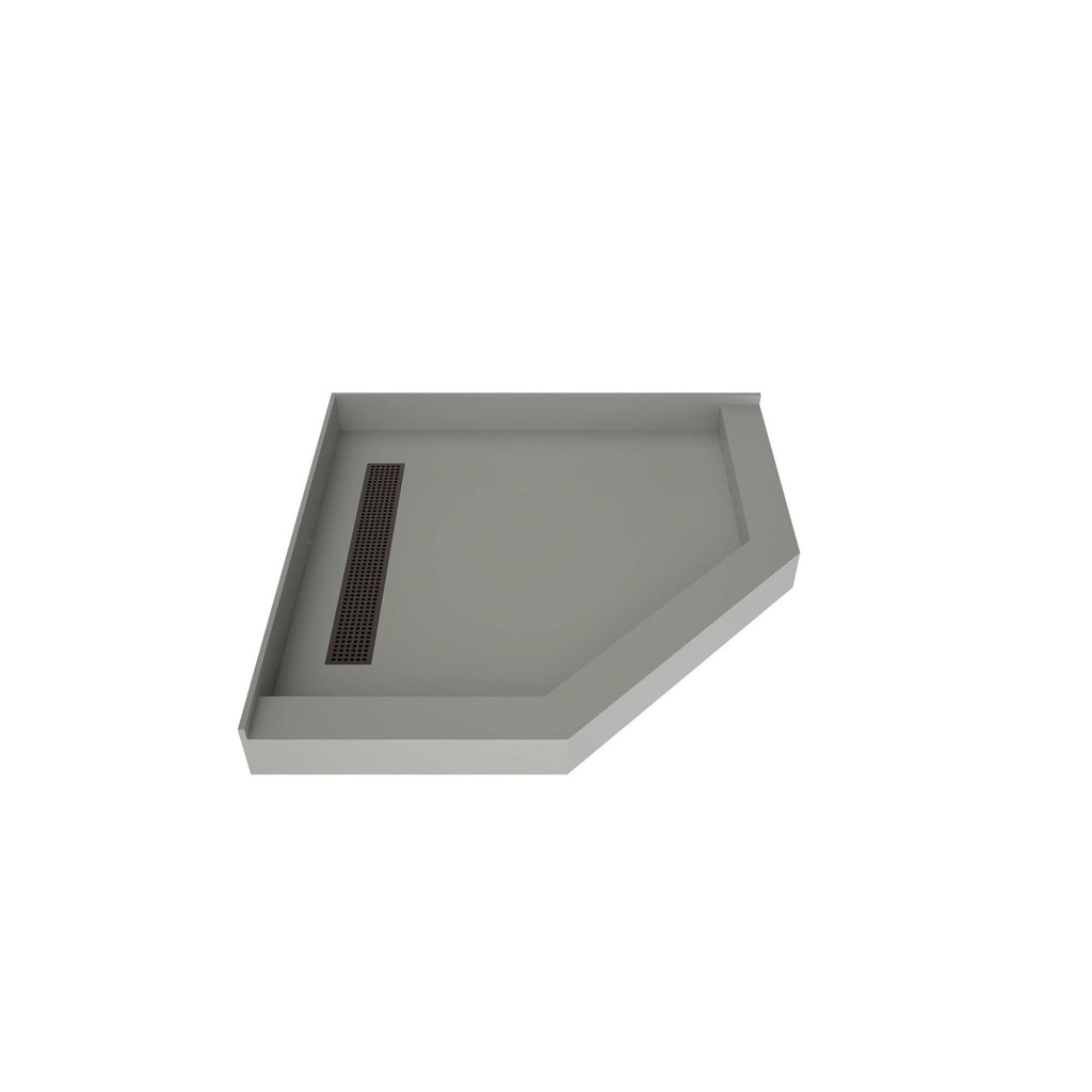36x22 Neo-Angle Triple Threshold Shower Base with Drain Grate X758315