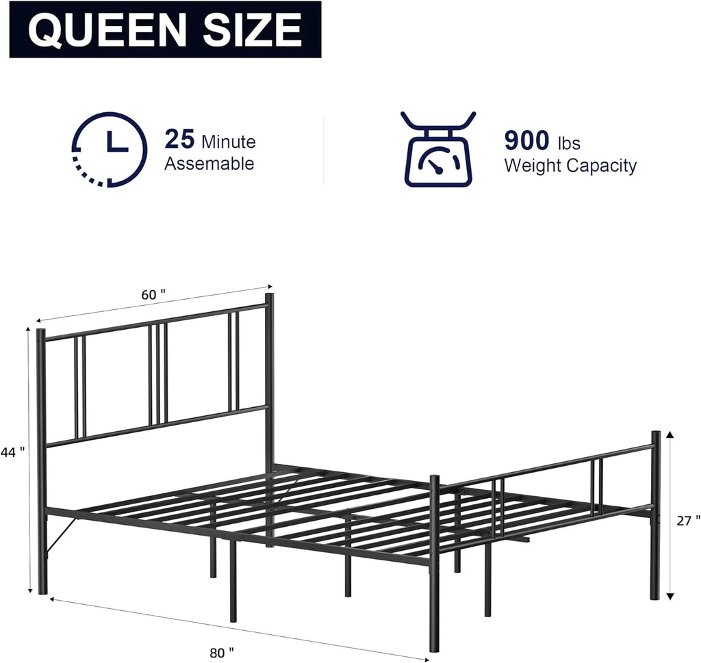 Queen Steel Bed Frame with Headboard Footboard F727464