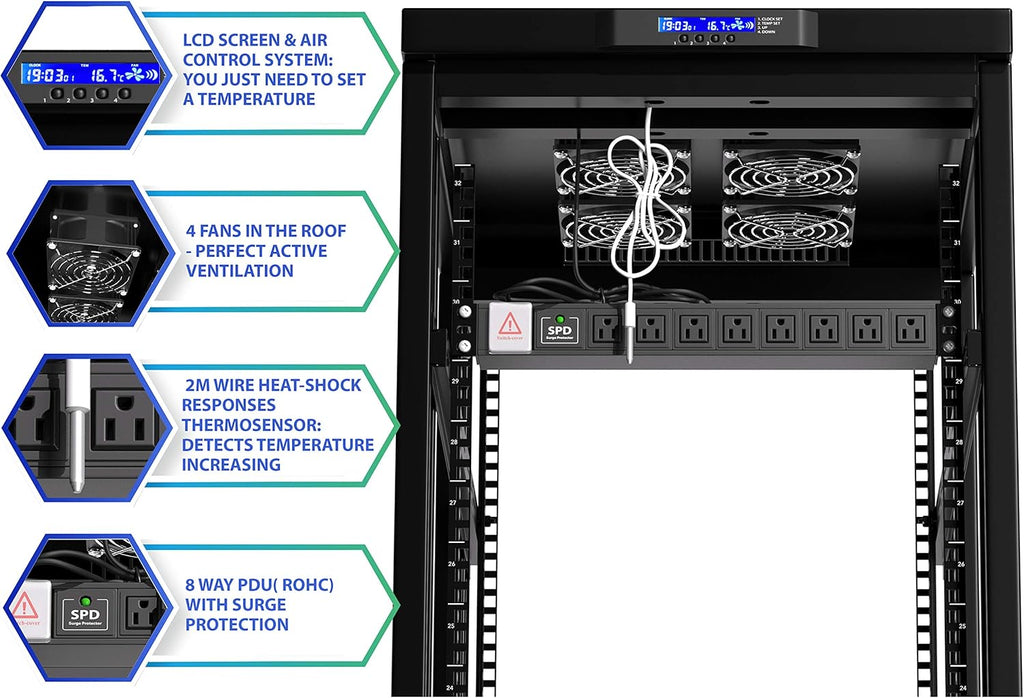 18U 32 Inch Deep Server Rack Cabinet on Casters Y887