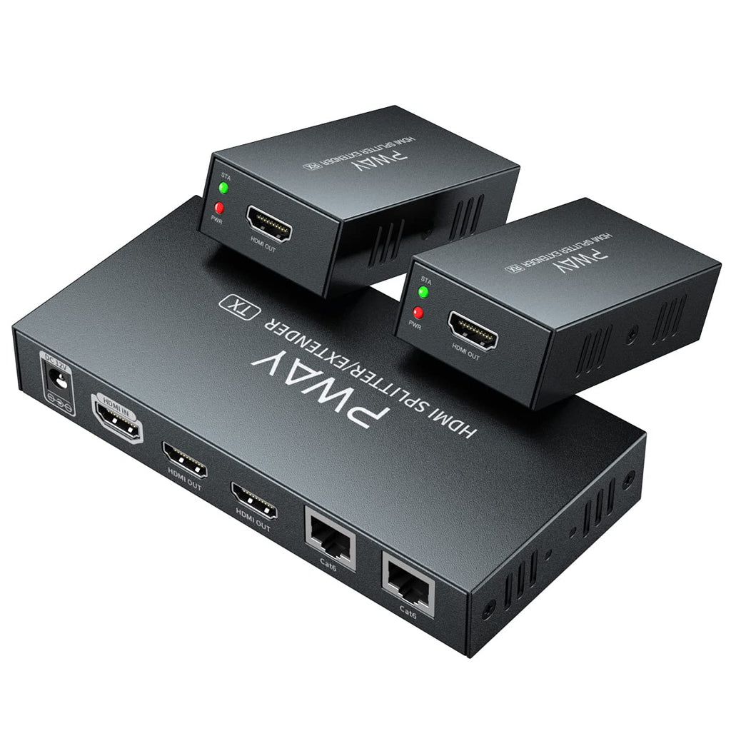 HDMI Extender Splitter 1x4 Port 1080P Over Cat5e/Cat6 Ethernet Cable Up to 50m/165ft Audio Video 1 in 4 Out Q688