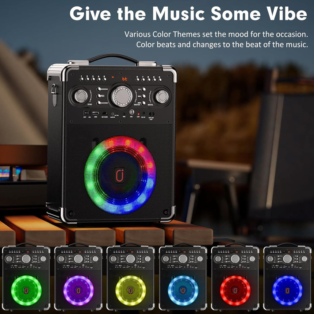 Bluetooth Karaoke Machine with 3 Wireless Microphones and Disco Lights O279