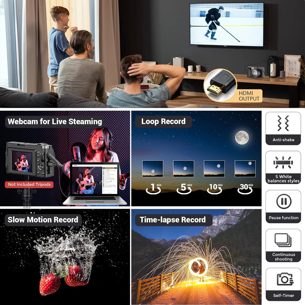 4K 48MP Digital Camera with Flip Screen WiFi O916