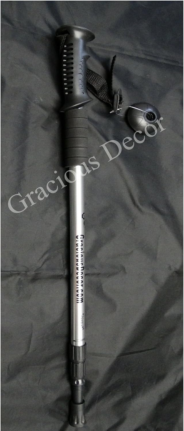 Expandable Walking Hiking Trekking Pole Cane Stick with Compass on Grip Wrist Strap H838