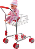 Red Foldable Toy Shopping Cart with Swivel Wheels I256627