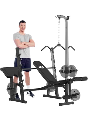 Olympic Weight Bench with LAT Pulldown Pulley System and Preacher Curl Pad K80419