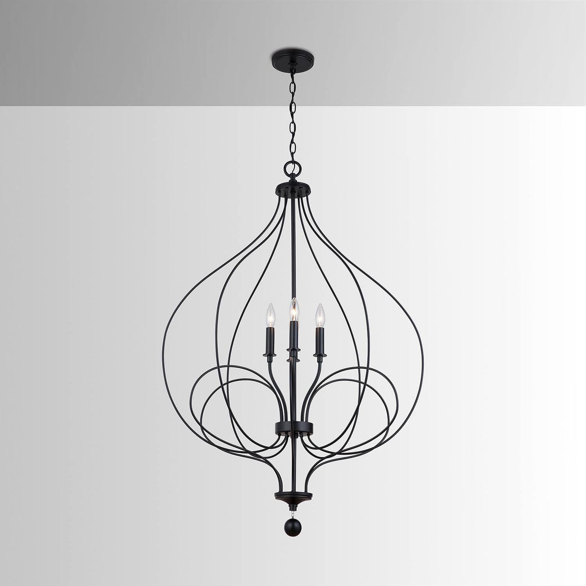 4 Light Matte Black Foyer Light F182052