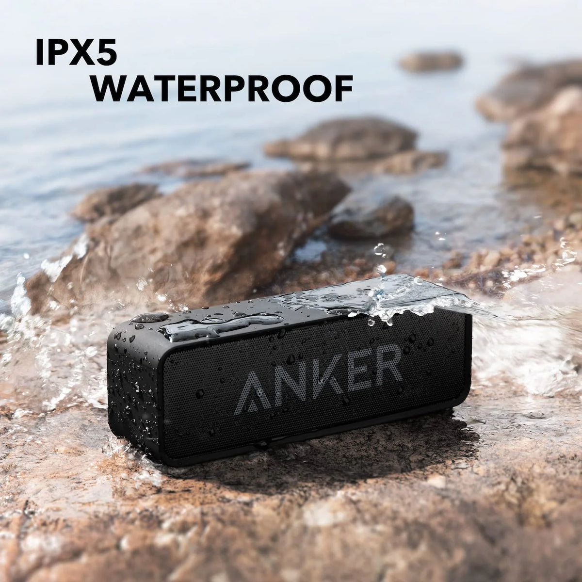 Black Portable Bluetooth Speaker Waterproof 24H Playtime E144061