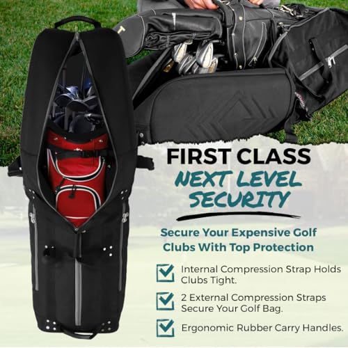 Padded Golf Club Travel Cover with Wheels Q159821