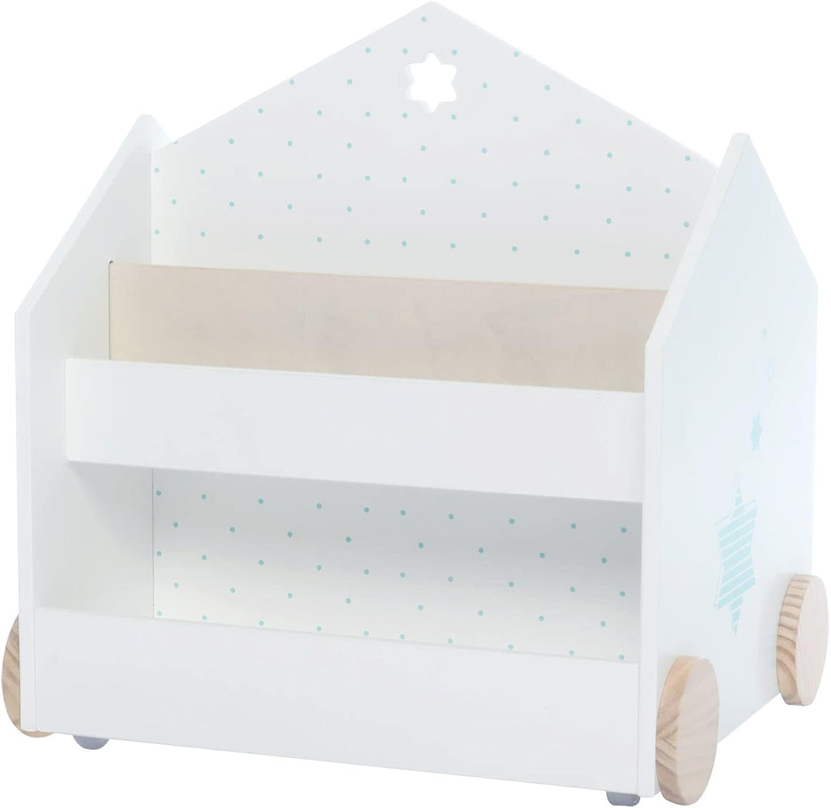 White 3-Shelf Wooden Book Rack with Storage Bins C5235