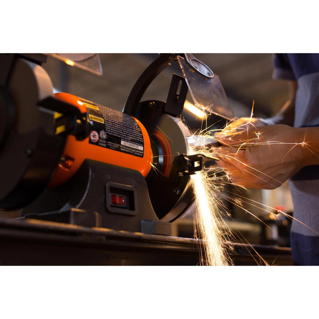6-Inch Single Speed Bench Grinder with Work Light V453