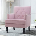 Pink Tufted Velvet Club Chair with Wooden Legs R962