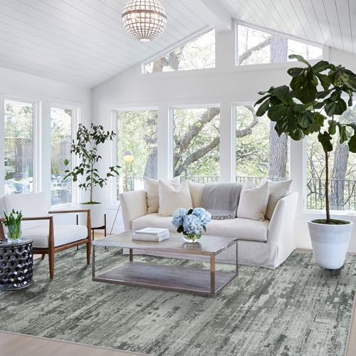 9x12 Washable Non Slip Abstract Area Rug A5745