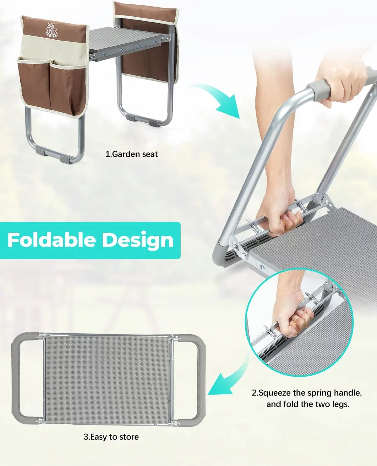 Folding Garden Kneeler Seat Portable Gardening Bench Stool M240