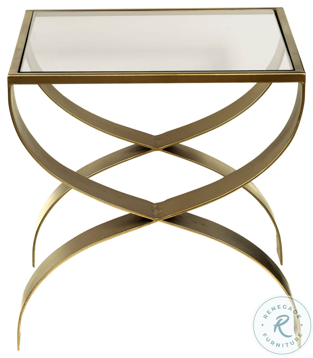 Gold Glass Top End Table X97985