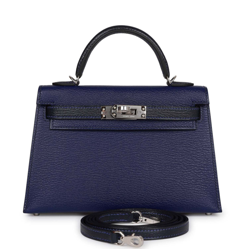 Bleu Encre and Bleu Indigo Chevre Mysore Bag K578