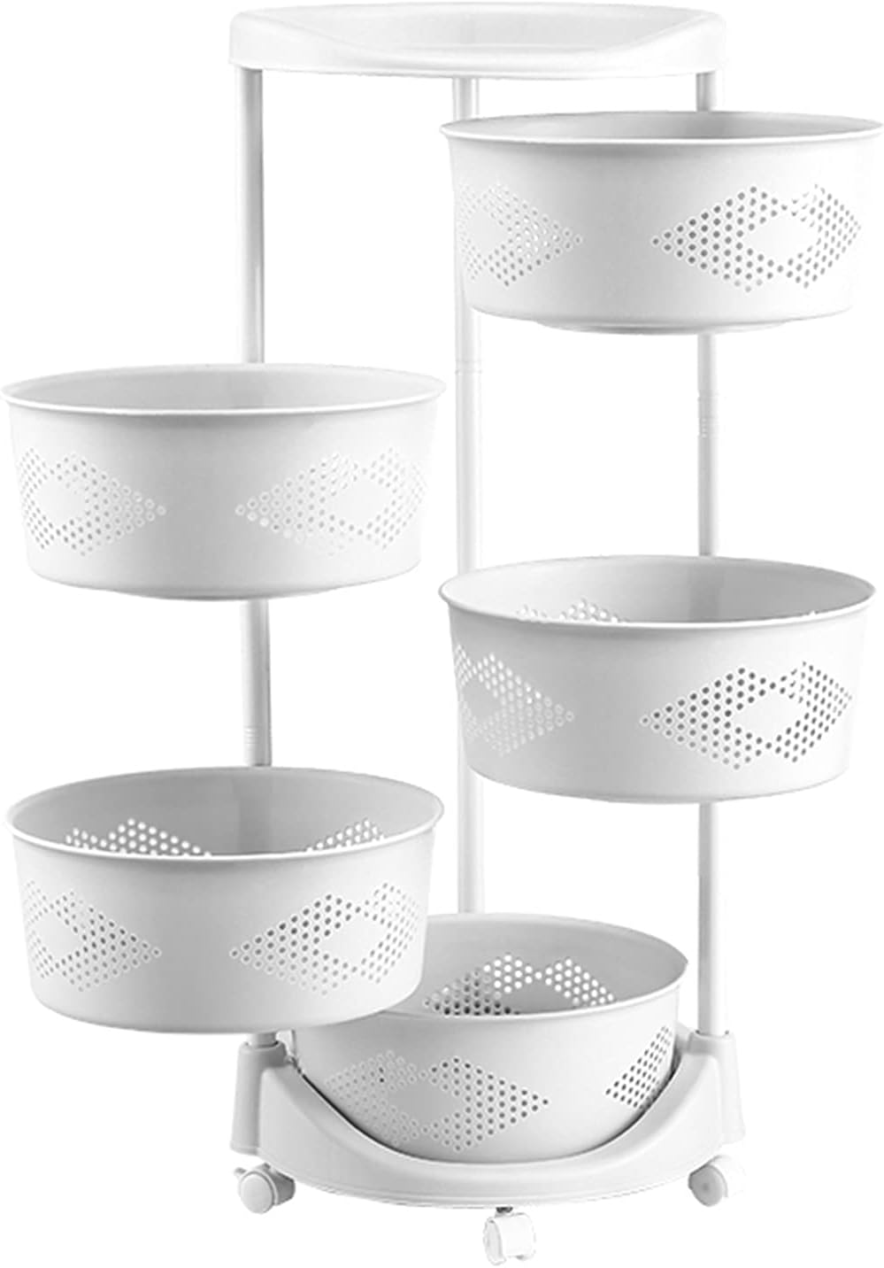 White 5F Rotating Kitchen Storage Rack W68046