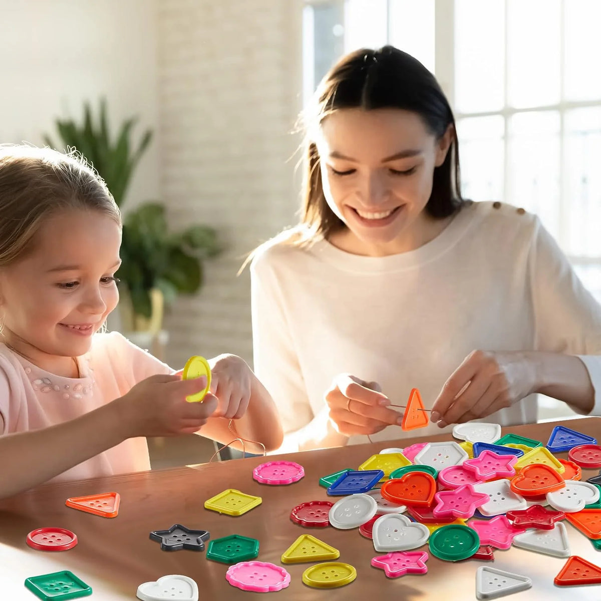 150 Pieces Big Bright Buttons 8 Vivid Colors 8 Large Shapes G509
