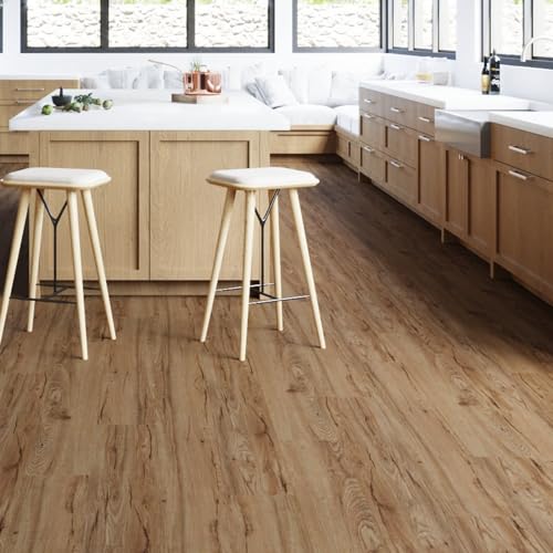 Interlocking Luxury Vinyl Flooring Tiles 10 Wood-Look Planks 24.5 Sq. Feet Y679