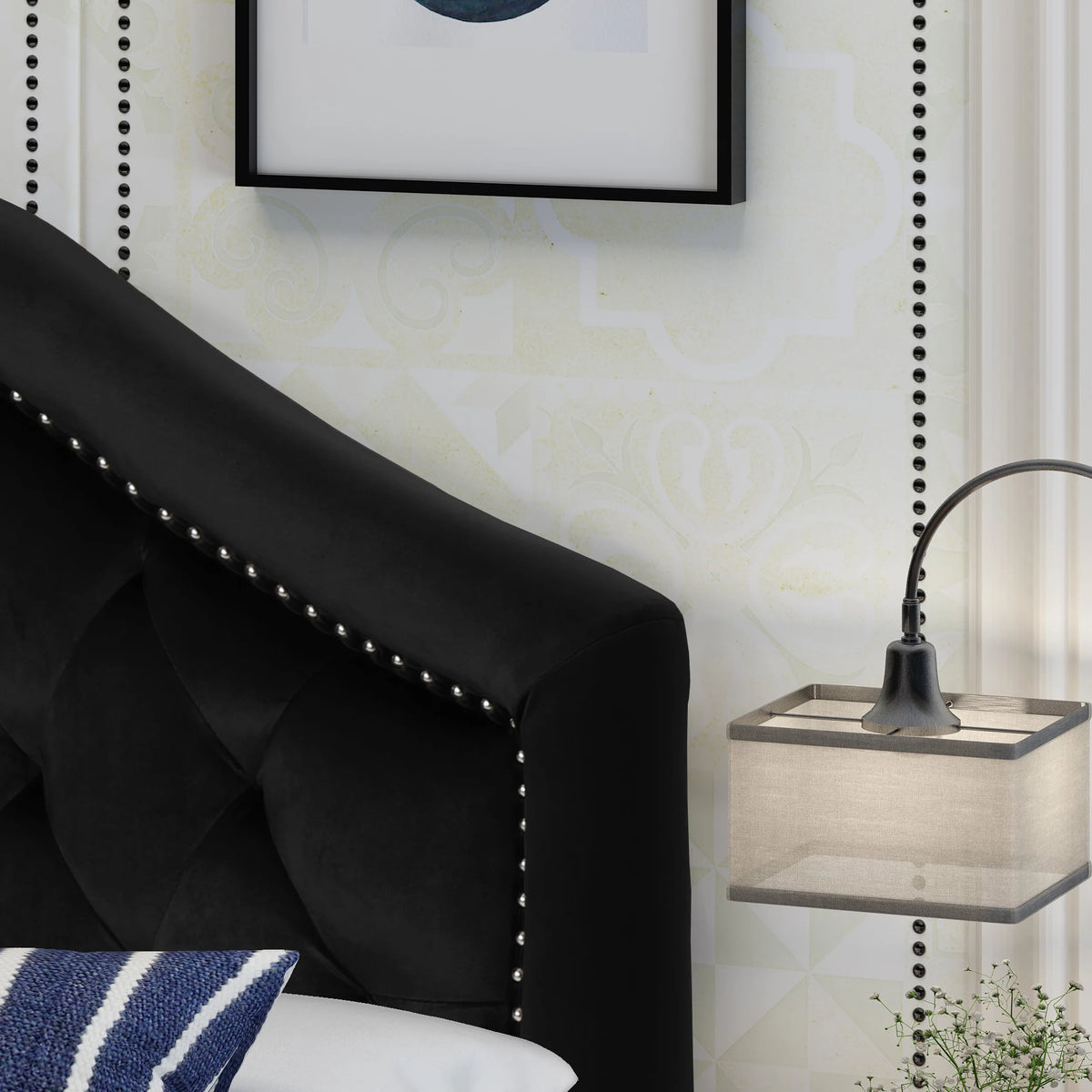 Black Velvet Queen/Full Headboard G2725