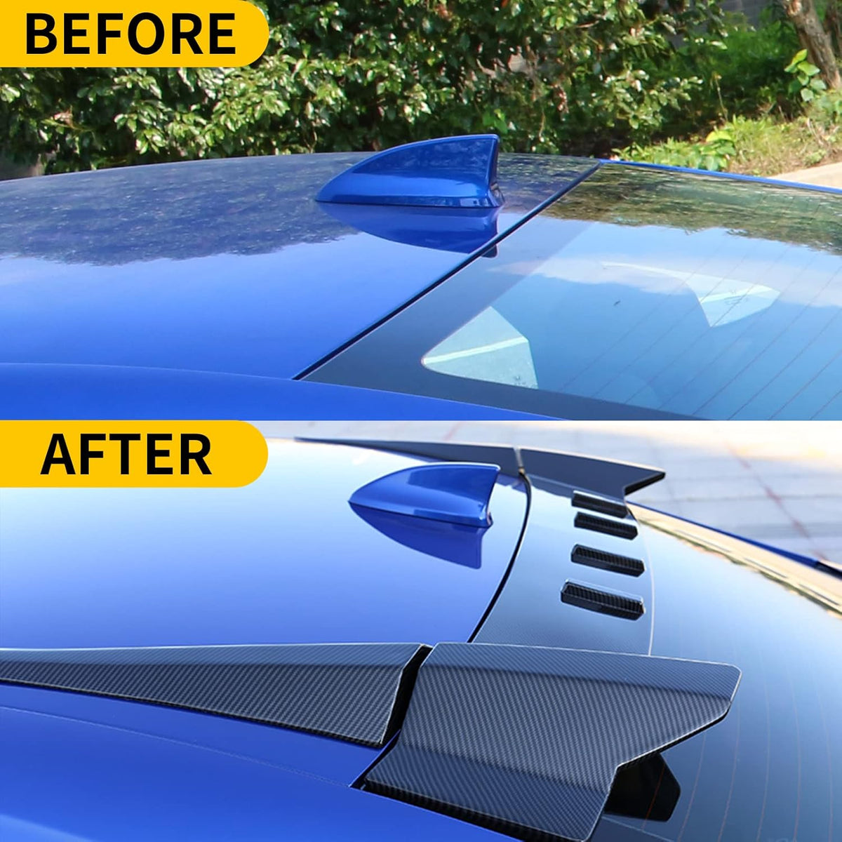 Glossy Carbon Fiber Pattern Rear Window Roof Spoiler Wing Lip F408077