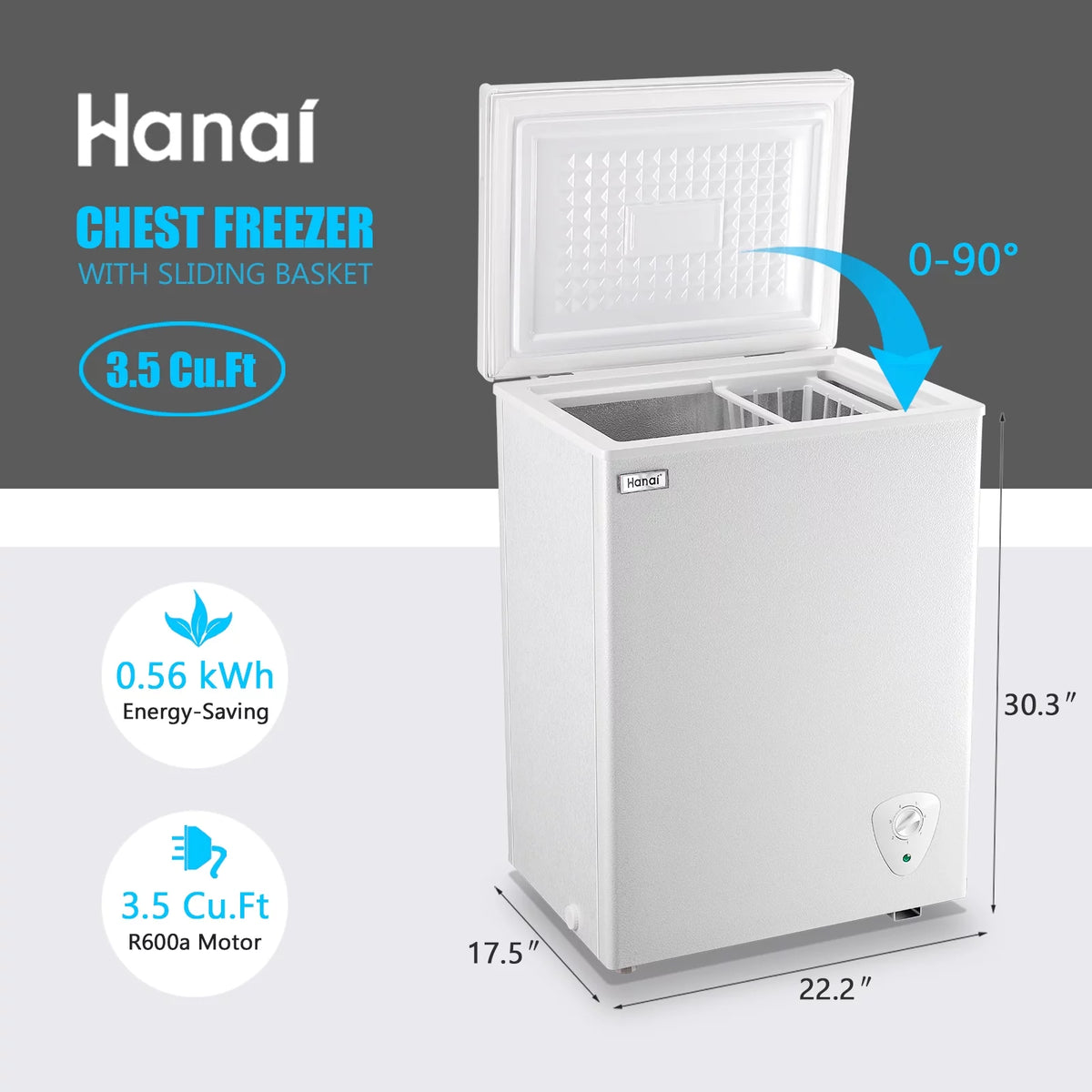 3.5 Cu ft White Chest Freezer T3970