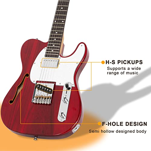 Transparent Wine Red Semi-Hollow Electric Guitar with Rosewood Fingerboard J6729