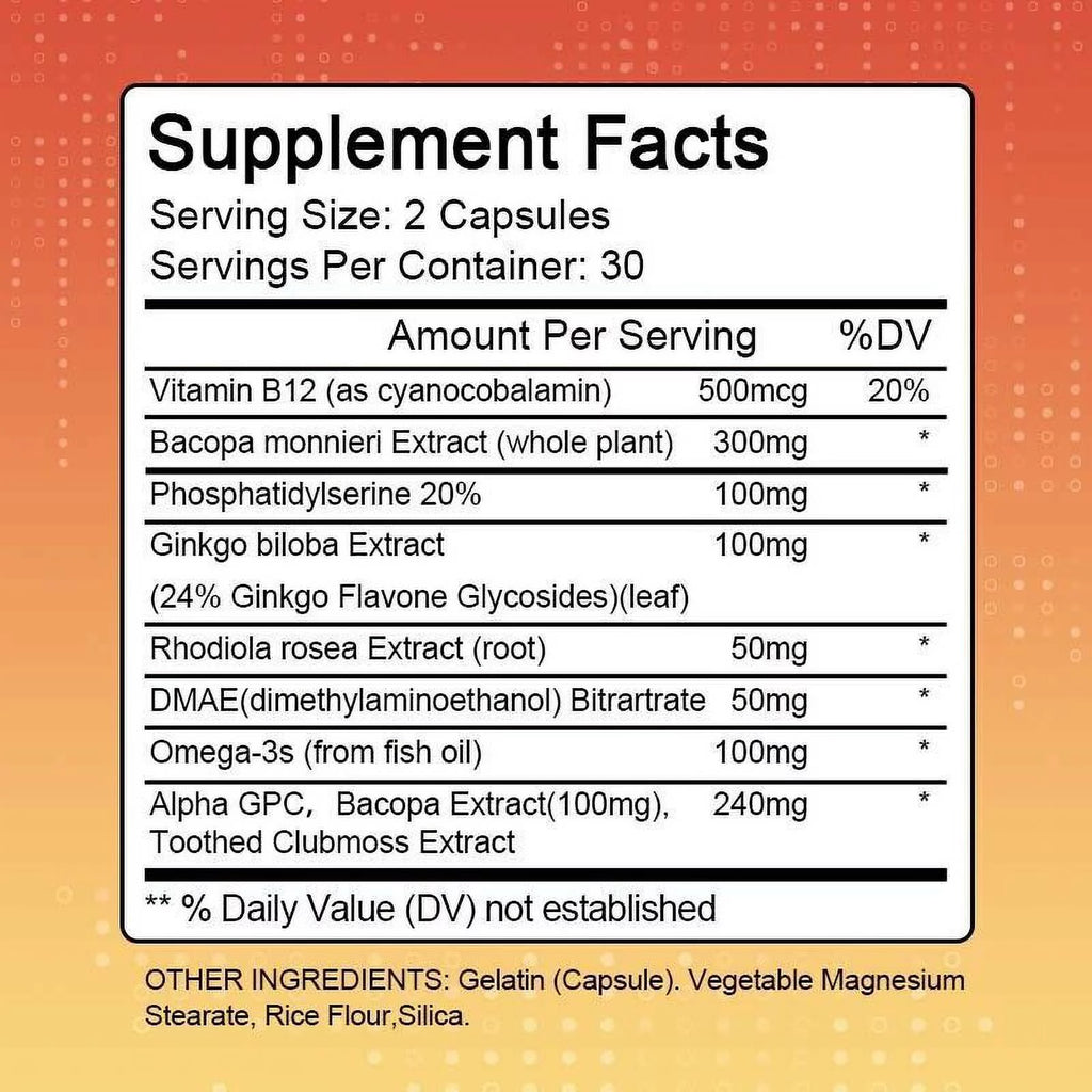 60 Capsules Memory Focus Mental Concentration Pills C570391