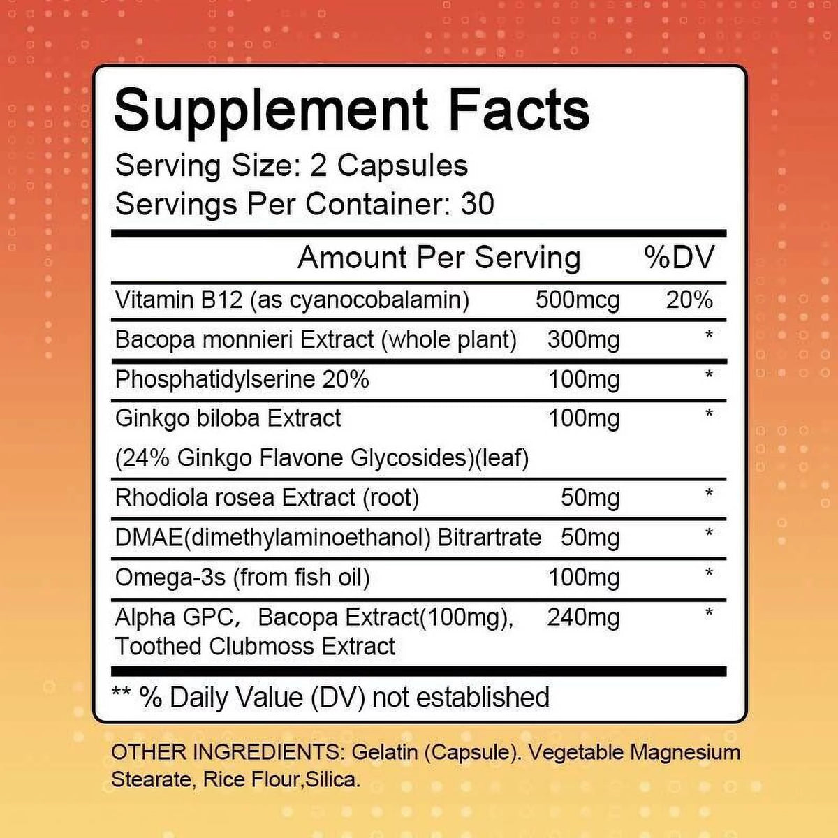 60 Capsules Memory Focus Mental Concentration Pills C570391