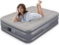 Queen Air Mattress with Built-in Pump, Flocked Top Airbed Q1729