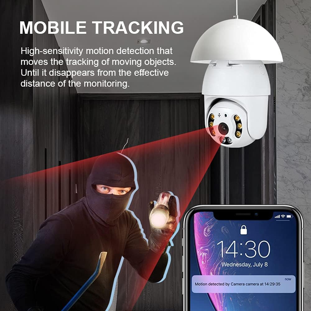 2K 3.0MP Wireless PTZ Security Camera with E27 Light Bulb Connector, Pack of 2 S43583