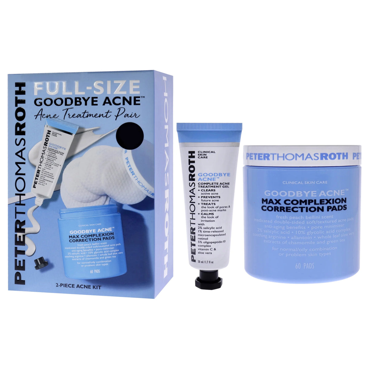 2 Pc 1.7oz Acne Treatment Gel, 60 Complexion Correction Pads U432922