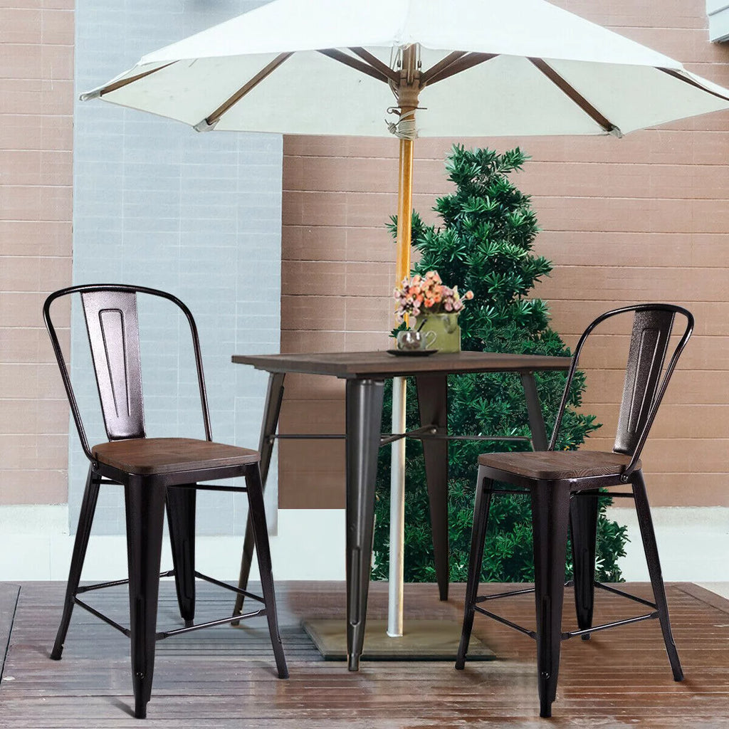 2 PC Metal Wood Counter Stool I924