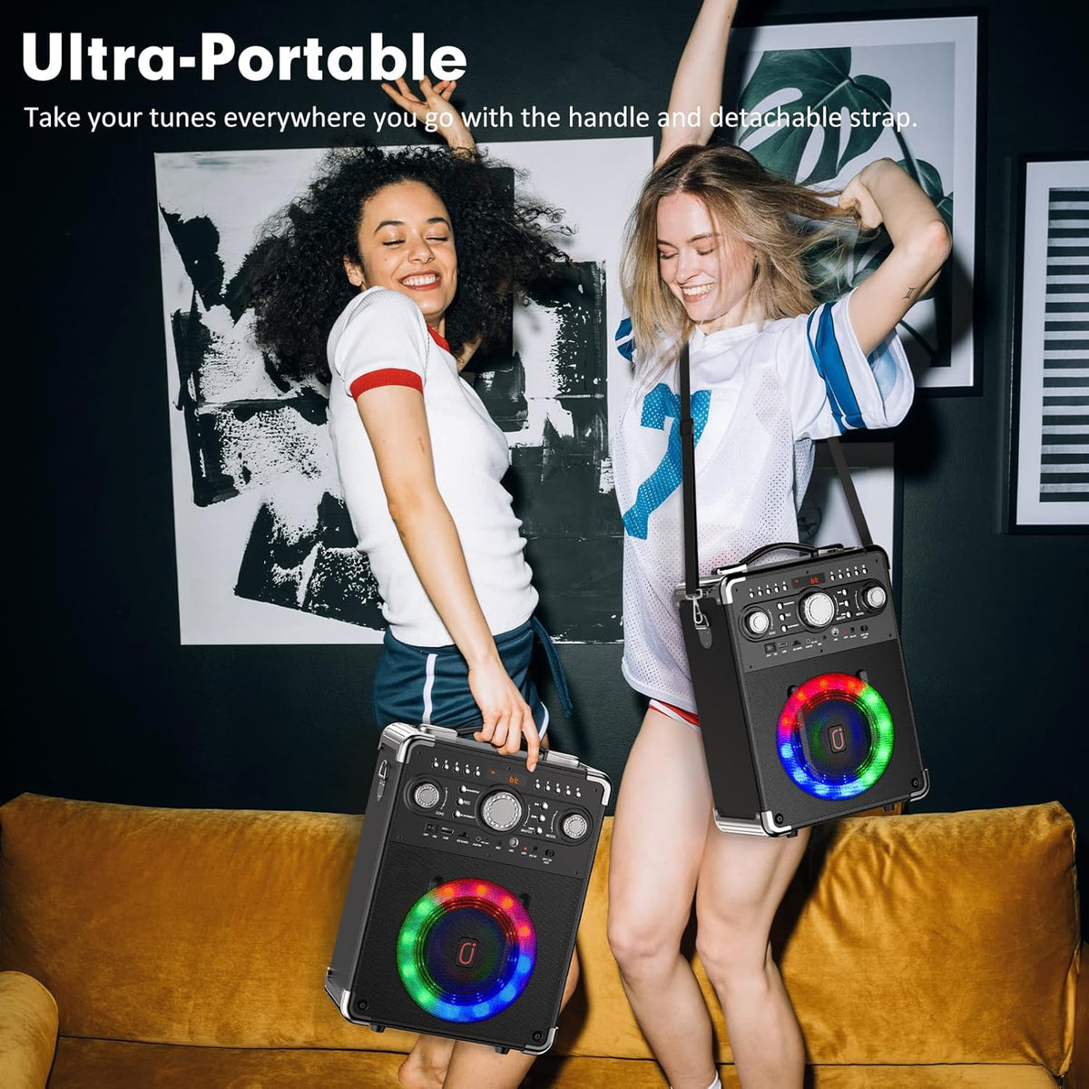 Bluetooth Karaoke Machine with 3 Wireless Microphones and Disco Lights O279