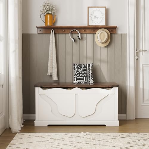 White 39.4'' Storage Chest with 2 Safety Hinges W344