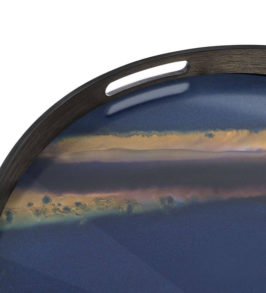 Indigo Organic Glass Round Tray H504212
