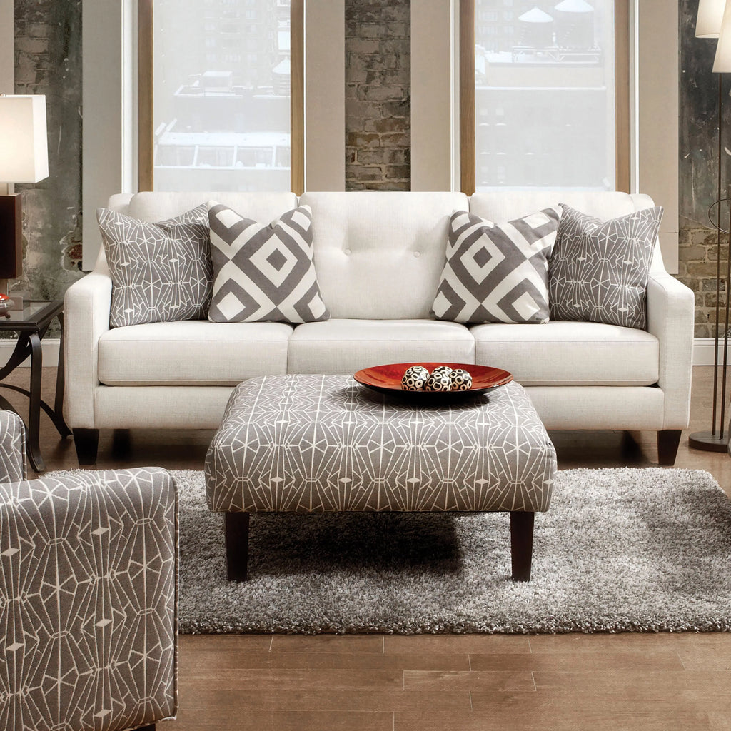 Ivory Fabric Padded Loveseat I790413