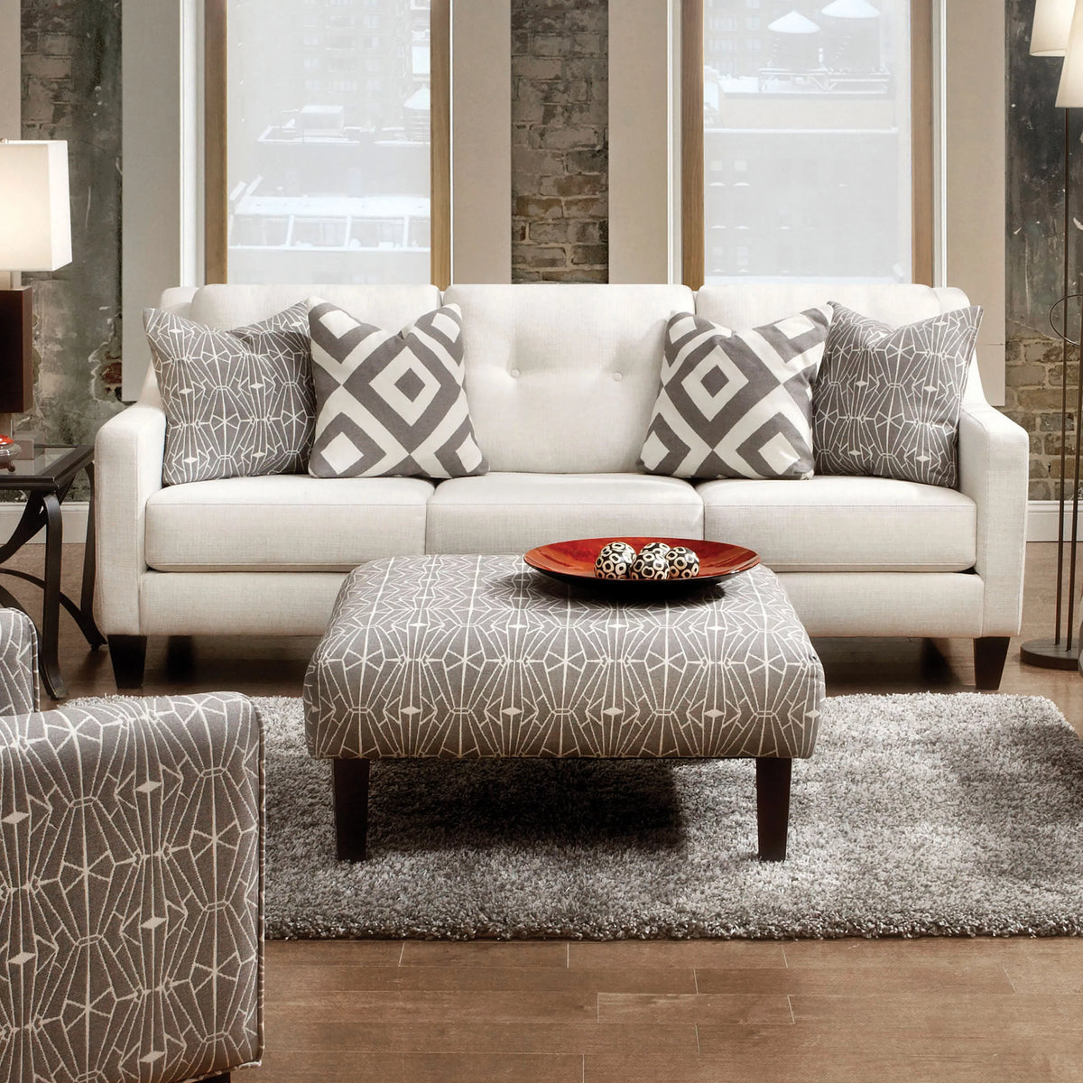Ivory Fabric Padded Loveseat I790413