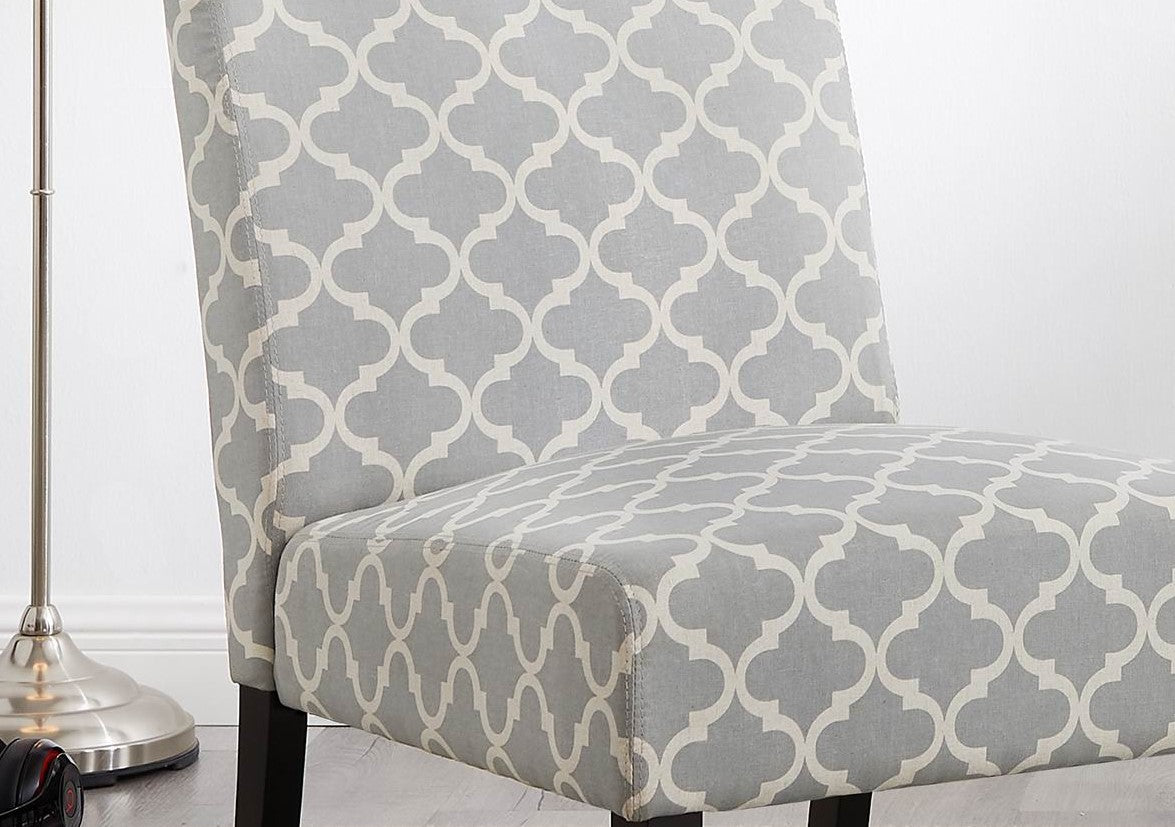 3pc Gray Fabric Upholstered Side Table and 2 Chairs G251