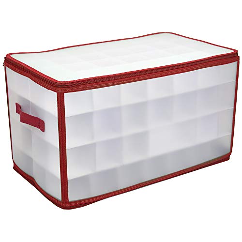 64 Compartment Zippered Christmas Ornament Box with Handles Z979837