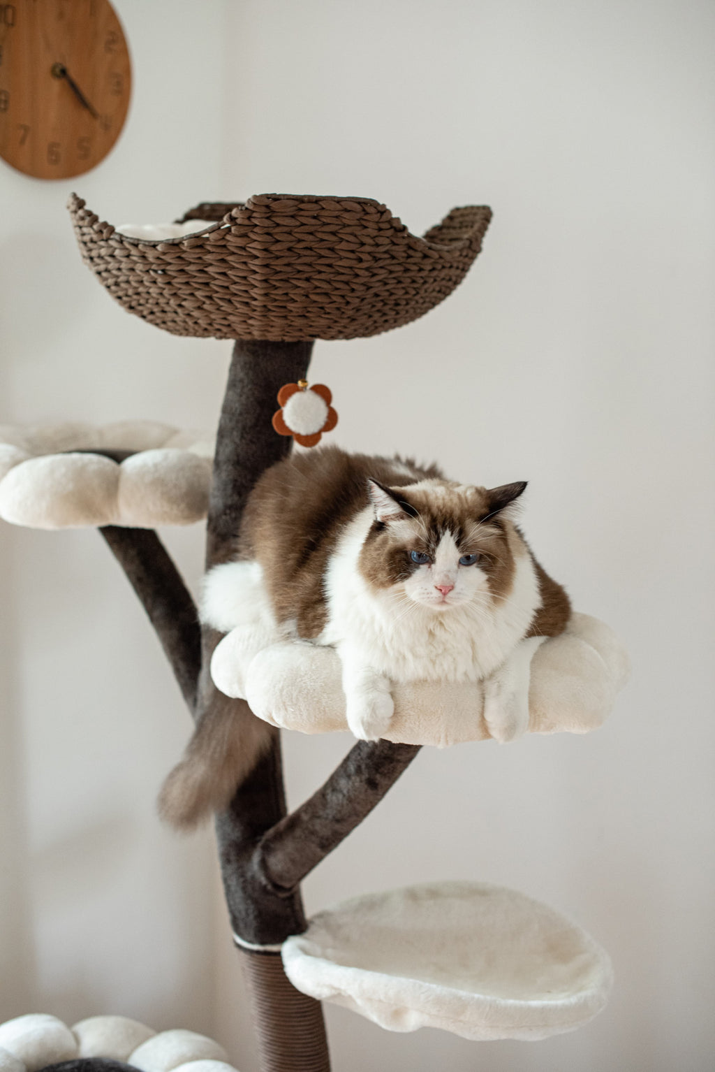 Natural Blossom Woven Tree Branches 6-Level Cat Tree with Hammock T30645