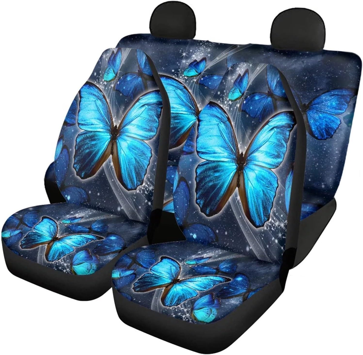 Blue Butterfly Floral Moon Pattern Car Seat Covers Pack of 2 G187275
