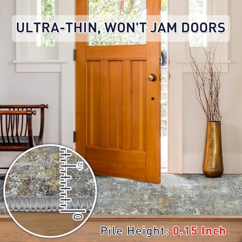 9x12 Washable Non Slip Abstract Area Rug A5745