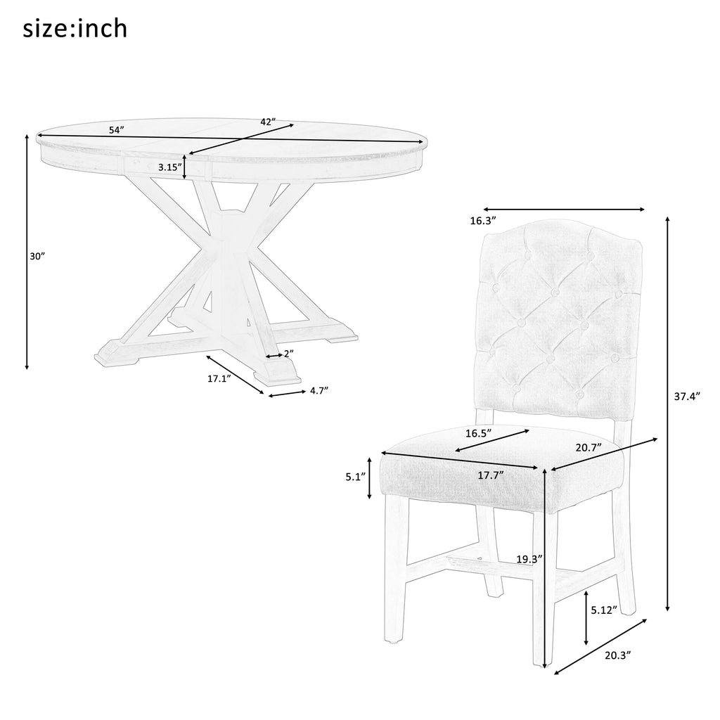 5-Piece Extendable Dining Table Set with Upholstered Chairs O51791